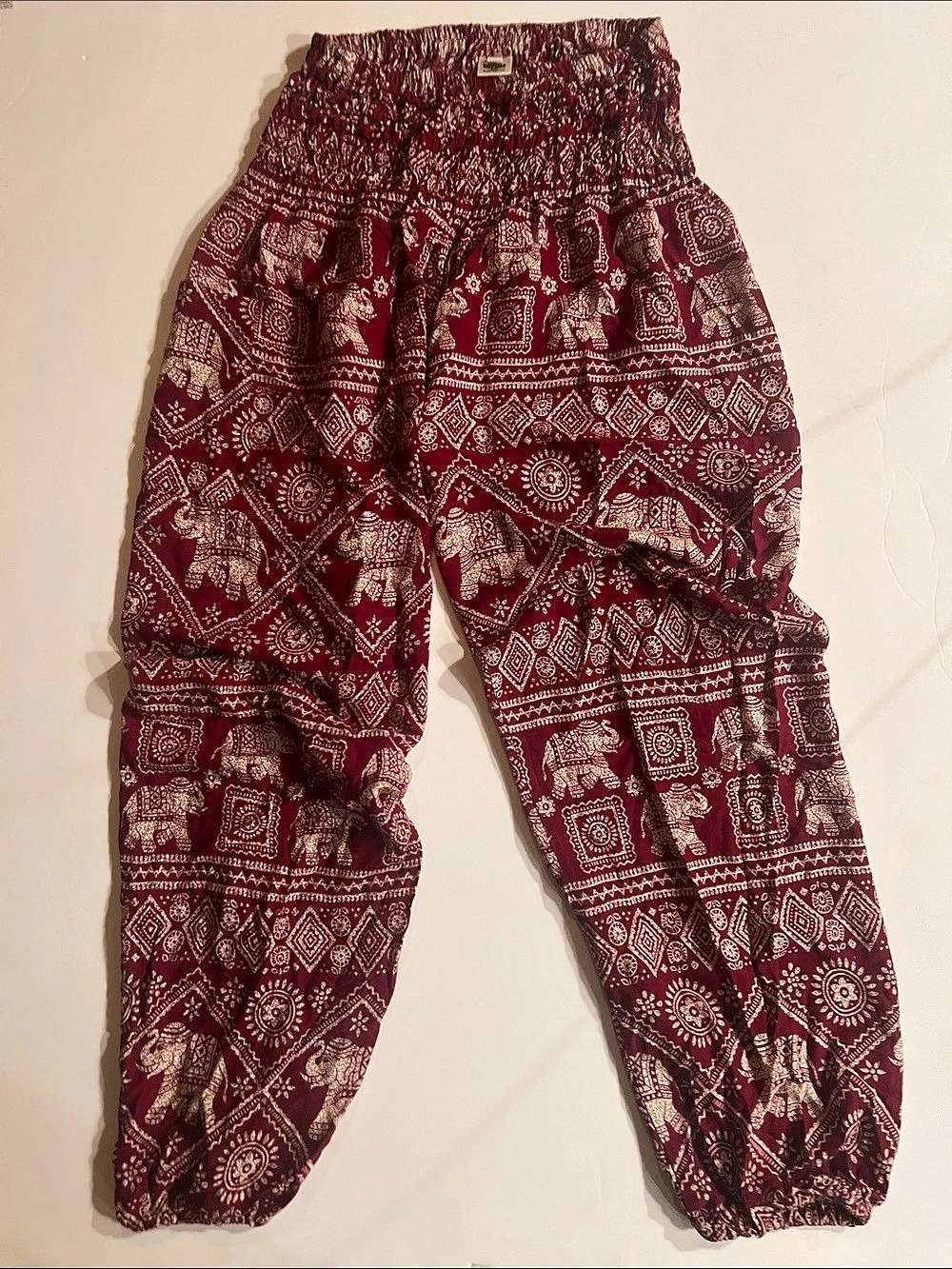 BARMA MATI Printed Harem Pants in Red & White